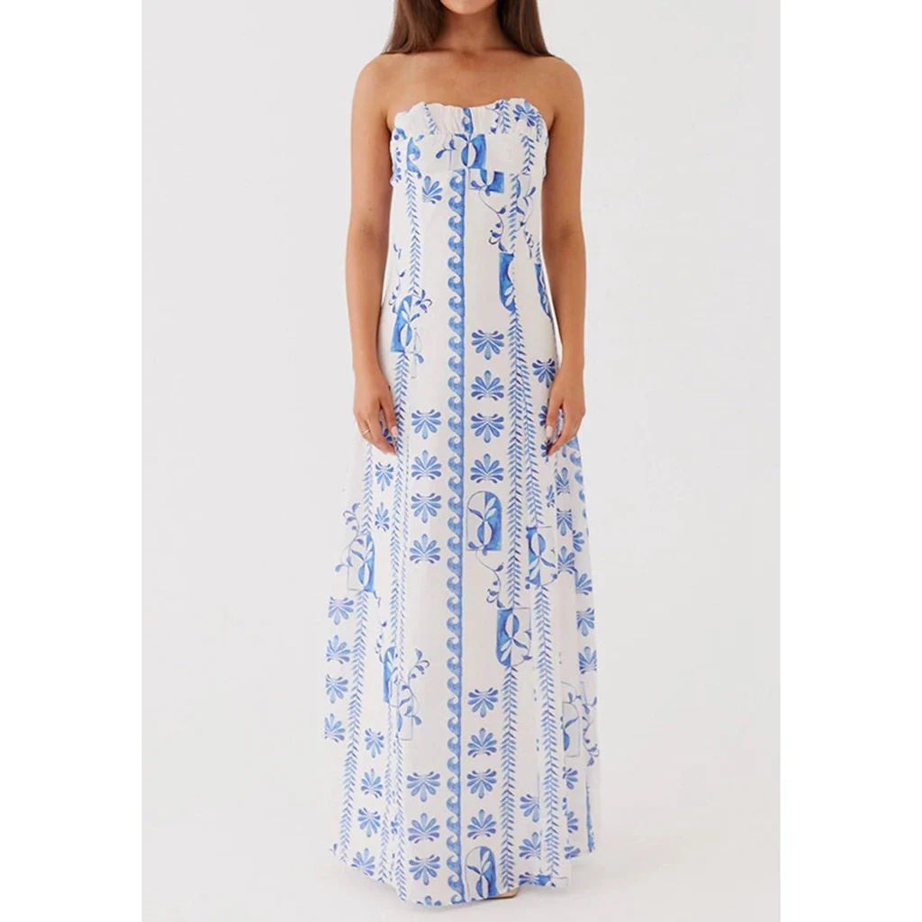 Ruched Floral Off Shoulder A-Line Vacation Dress - Image 6