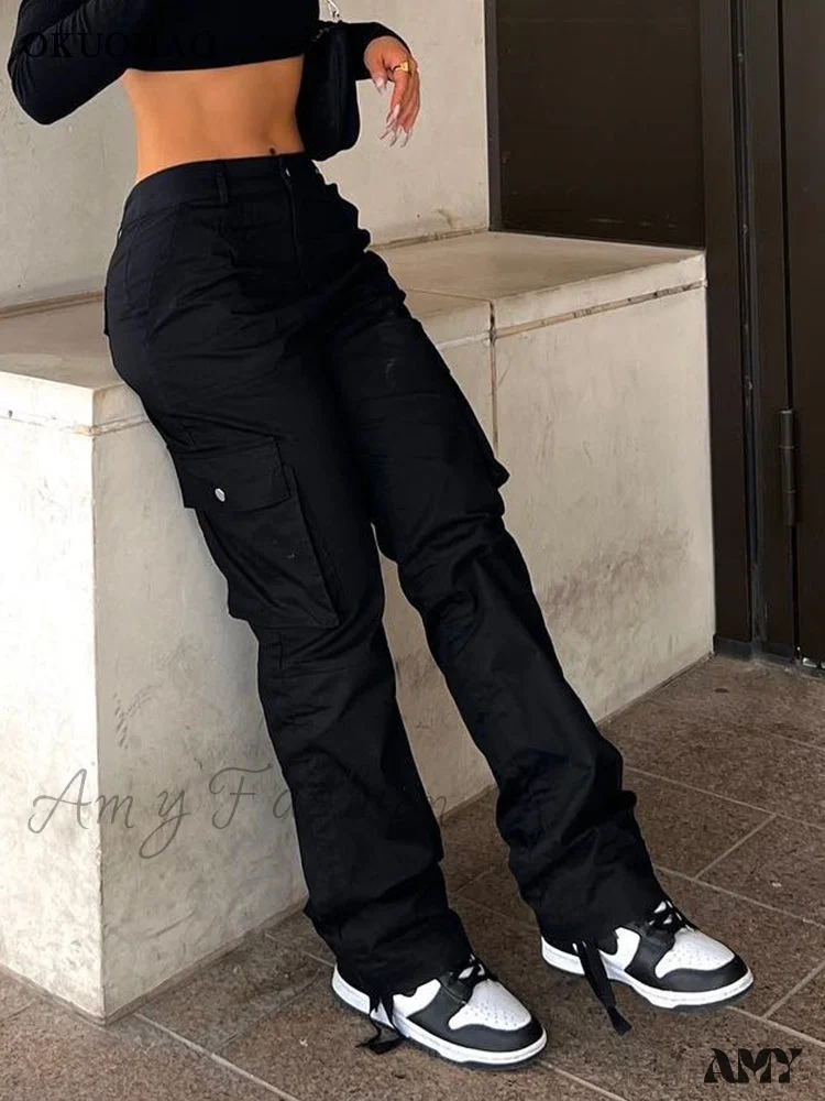 Amy Fashion - Vintage Grey Cargo Pants - Image 2