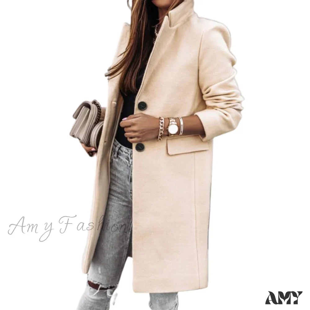 Amy Fashion - Casual Woolen long Overcoat - Image 11