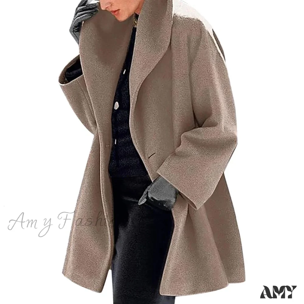 Amy Fashion - Casual Woolen long Overcoat - Image 13