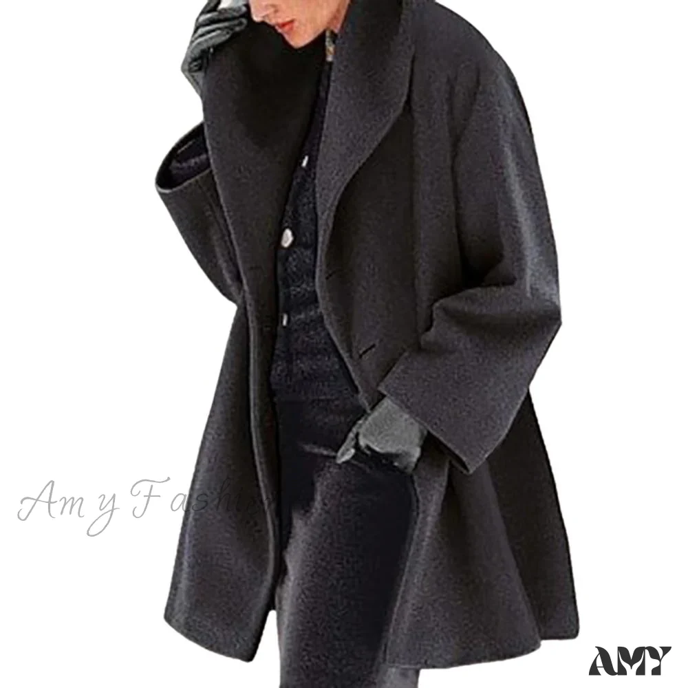 Amy Fashion - Casual Woolen long Overcoat - Image 14