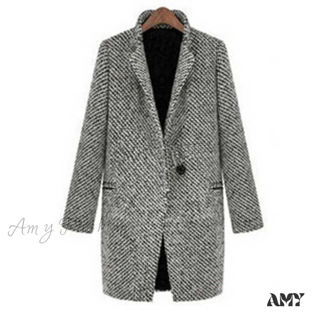 Amy Fashion - Casual Woolen long Overcoat - Image 4