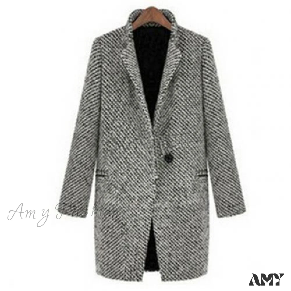 Amy Fashion - Casual Woolen long Overcoat - Image 5