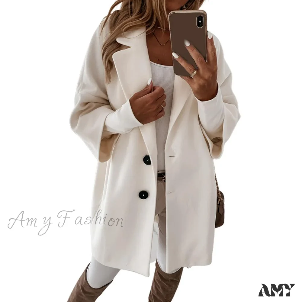 Amy Fashion - Casual Woolen long Overcoat - Image 7