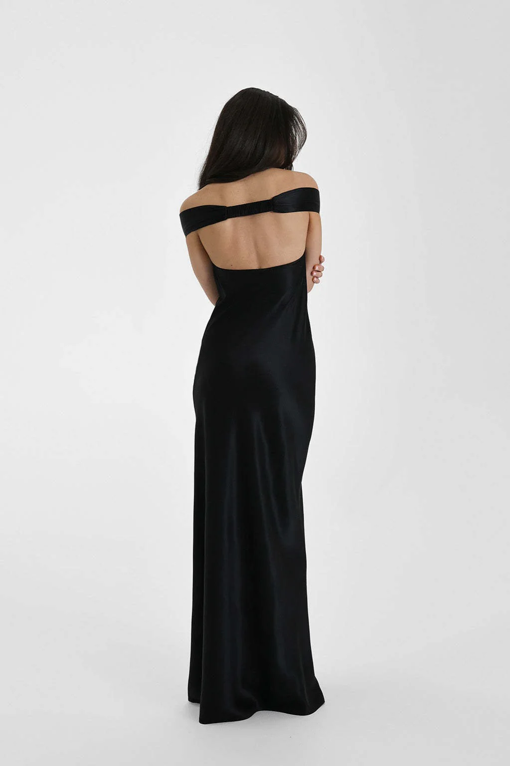 Satin Off-Shoulder Fishtail Maxi Party Dress - Image 4