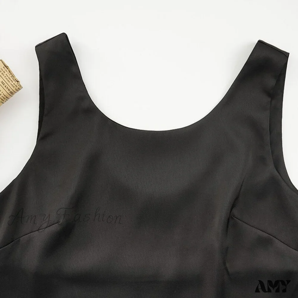 Amy Fashion - Satin Sleeveless Basic Tank Top - Image 4