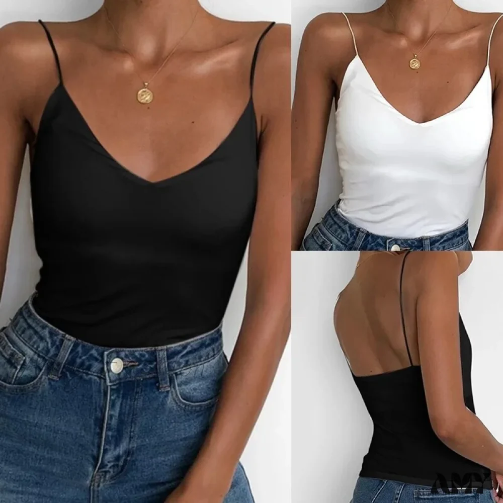 Amy Fashion - Satin Thin Solid Camis - Image 3