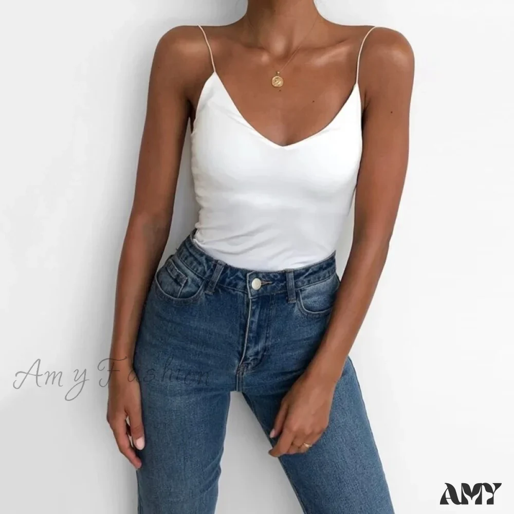 Amy Fashion - Satin Thin Solid Camis - Image 4