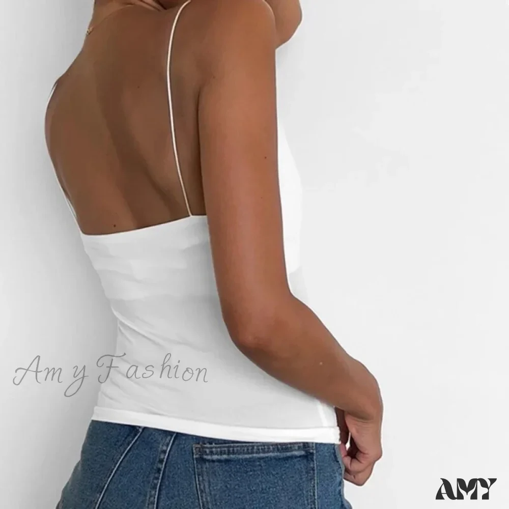 Amy Fashion - Satin Thin Solid Camis - Image 5