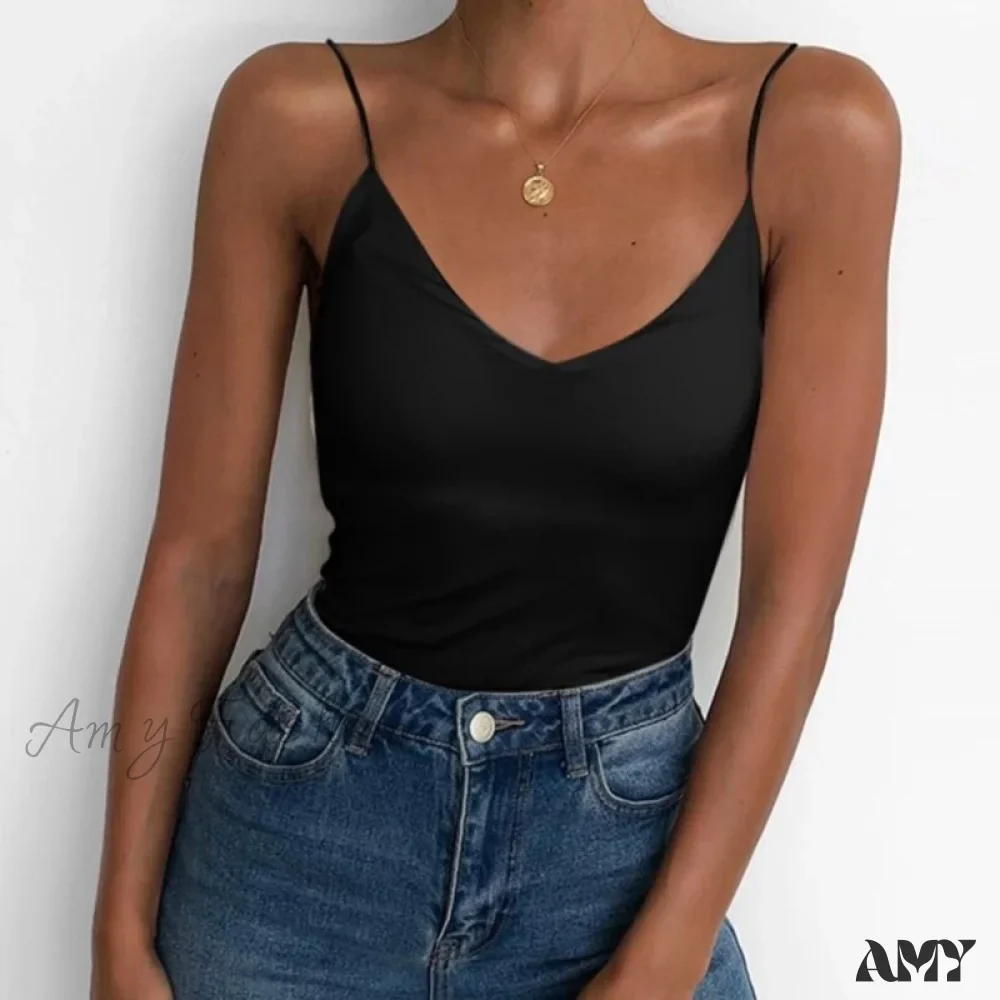 Amy Fashion - Satin Thin Solid Camis - Image 6