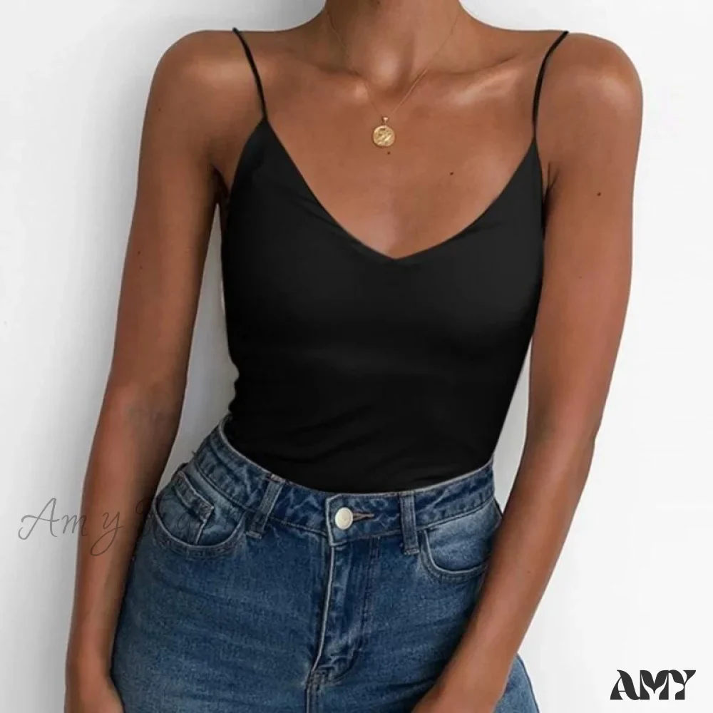 Amy Fashion - Satin Thin Solid Camis - Image 7