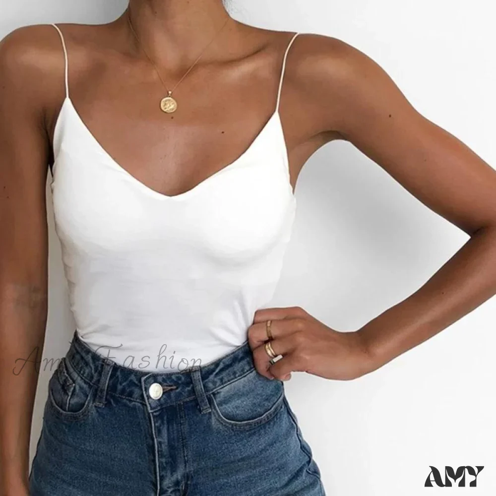 Amy Fashion - Satin Thin Solid Camis - Image 8