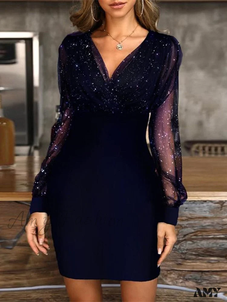 Amy Fashion - Fashion Sequin Elegant Party Club Mini Dress - Image 4