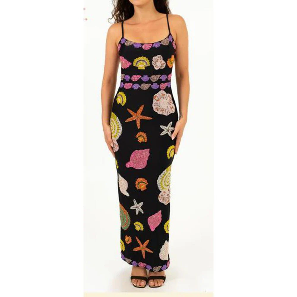 Sequin Shell Square Neck Vacation Dress - Image 5