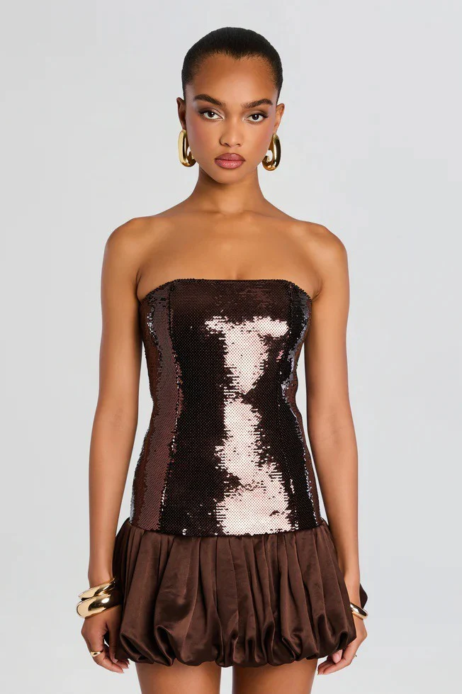 Sequined Off-Shoulder Babydoll Slim Party Dress - Image 3