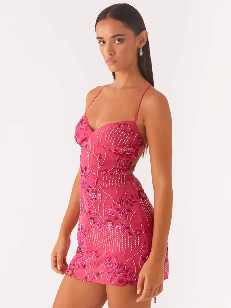 Sequins Spaghetti Sparkle Club Bodycon Dress - Image 7