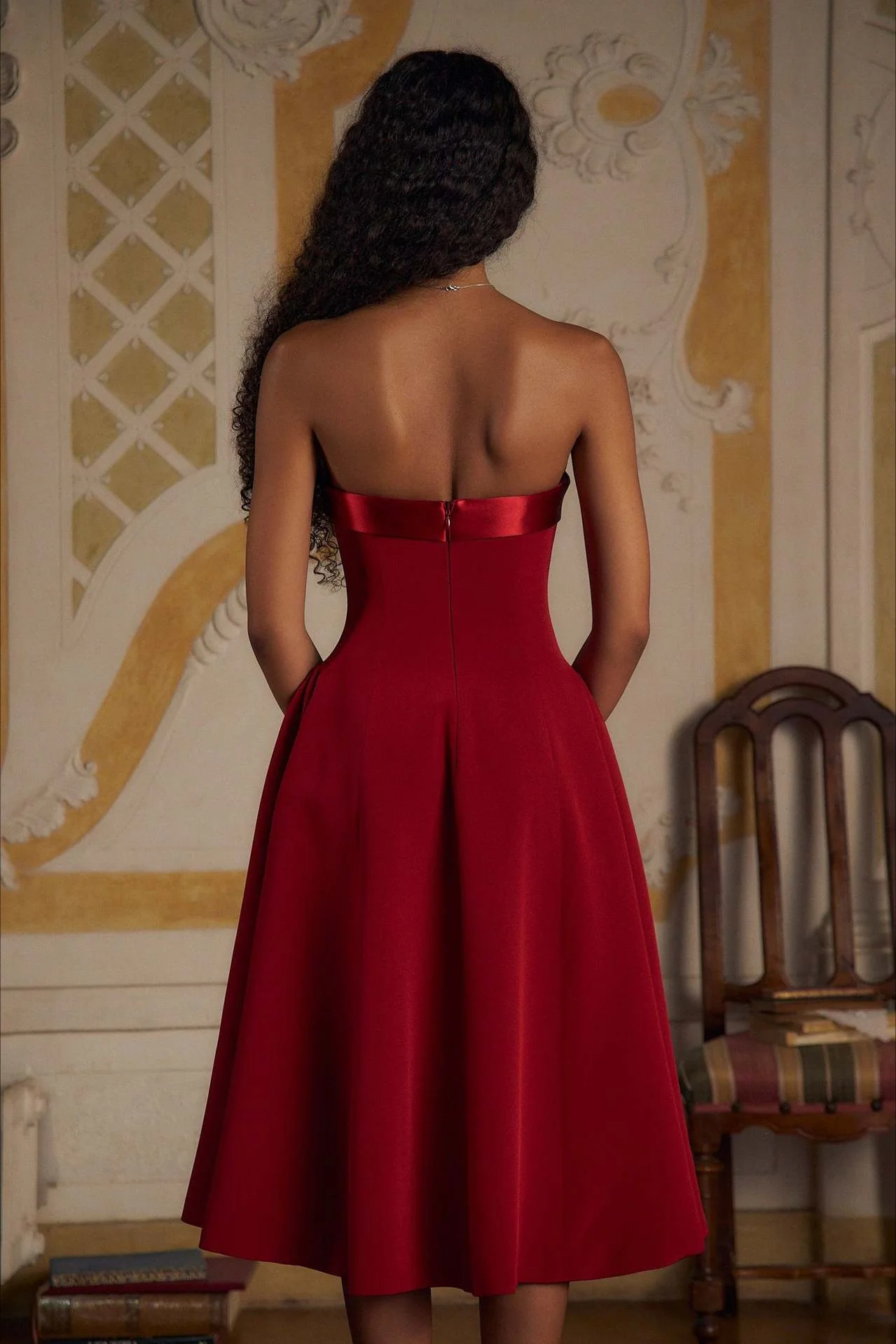Sexy Backless Strapless Color-Block Maxi Party Dress - Image 3