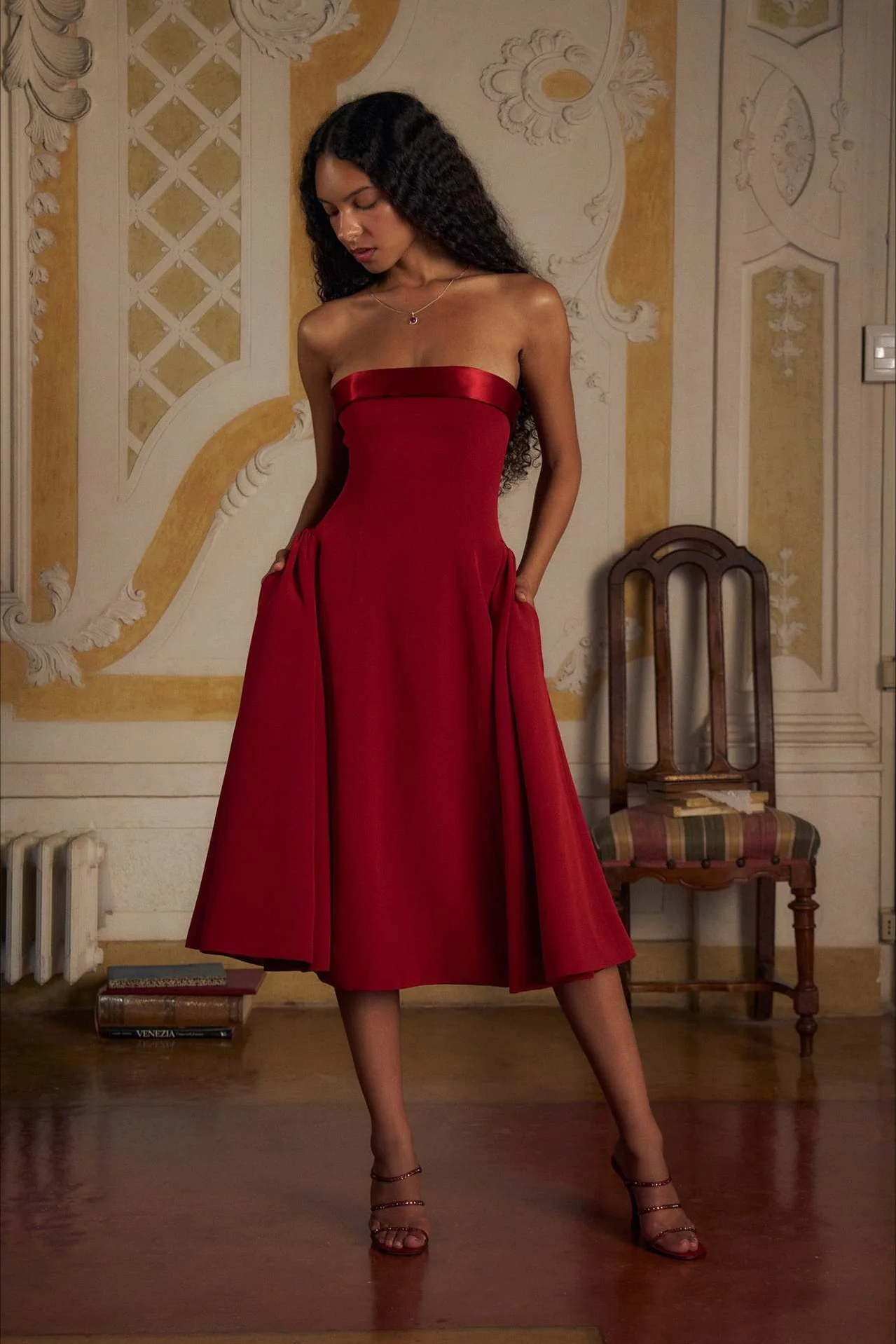 Sexy Backless Strapless Color-Block Maxi Party Dress - Image 4