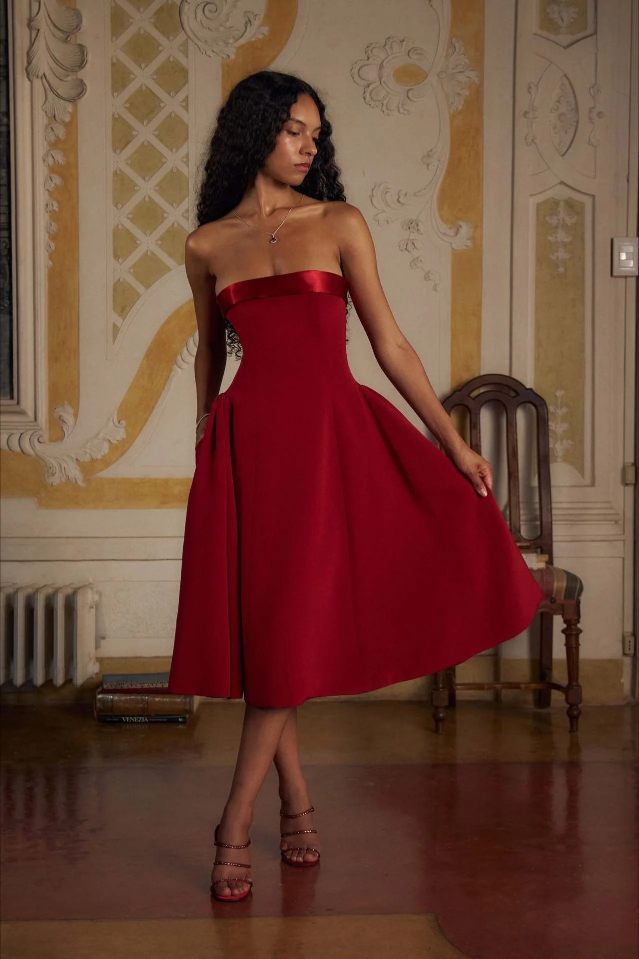 Sexy Backless Strapless Color-Block Maxi Party Dress - Image 6