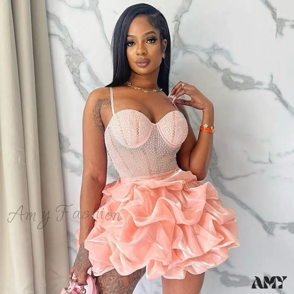 Sexy Backless Tassels Mini Solid Color Sleeveless Bodycon Low Cut V Neck Halter Neck Party Night Club Dress - Image 3