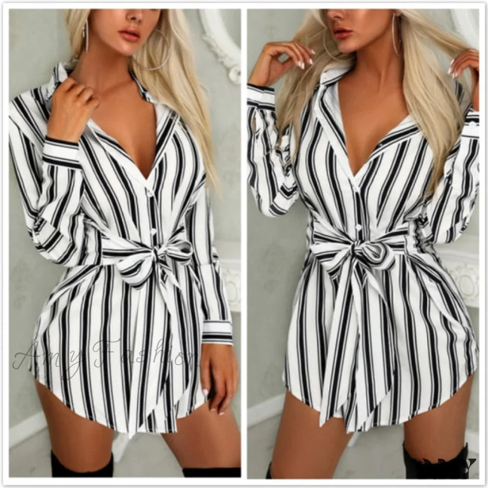 Amy Fashion - Sexy Bandage Shirt Dress - Image 4