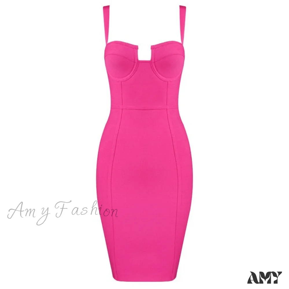 Amy Fashion - Sexy Blue Yellow Black Rayon Bandage Dress - Image 4