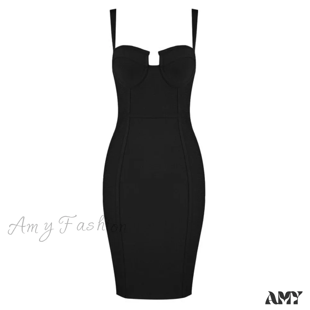Amy Fashion - Sexy Blue Yellow Black Rayon Bandage Dress - Image 5