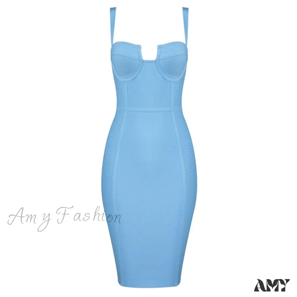 Amy Fashion - Sexy Blue Yellow Black Rayon Bandage Dress - Image 6