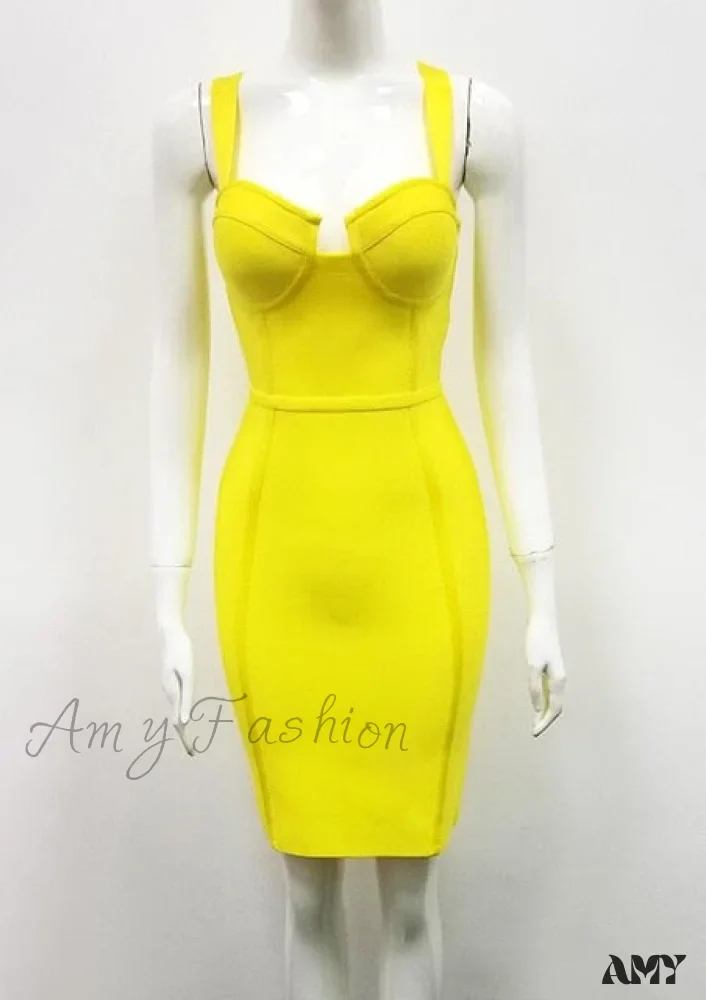 Amy Fashion - Sexy Blue Yellow Black Rayon Bandage Dress - Image 7