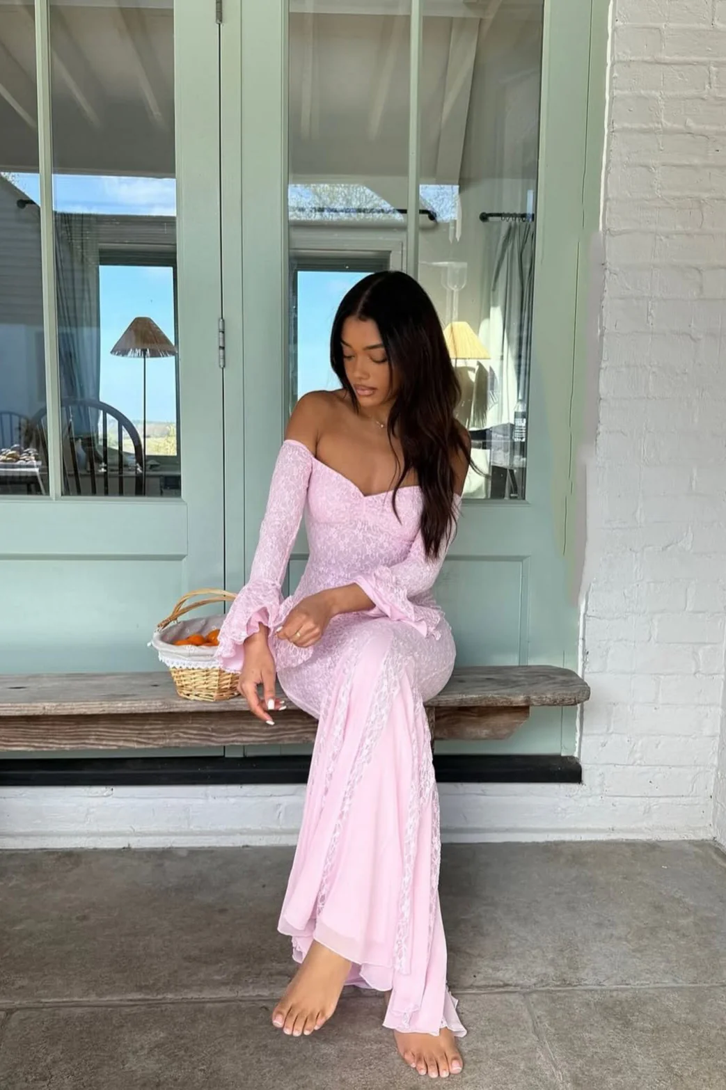 Sexy Flared Sleeve Mesh Lace Mermaid Party Dress - Image 11