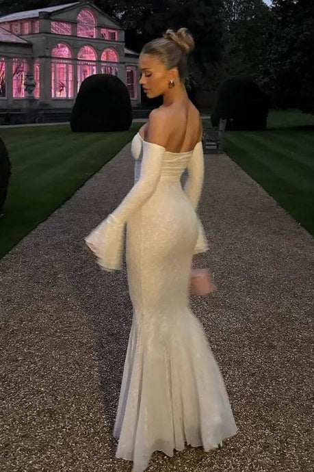 Sexy Flared Sleeve Mesh Lace Mermaid Party Dress - Image 6