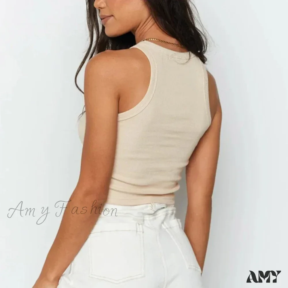 Sexy Harajuku Female Off Shoulder Knitted Khaki White Summer Crop Top - Image 5
