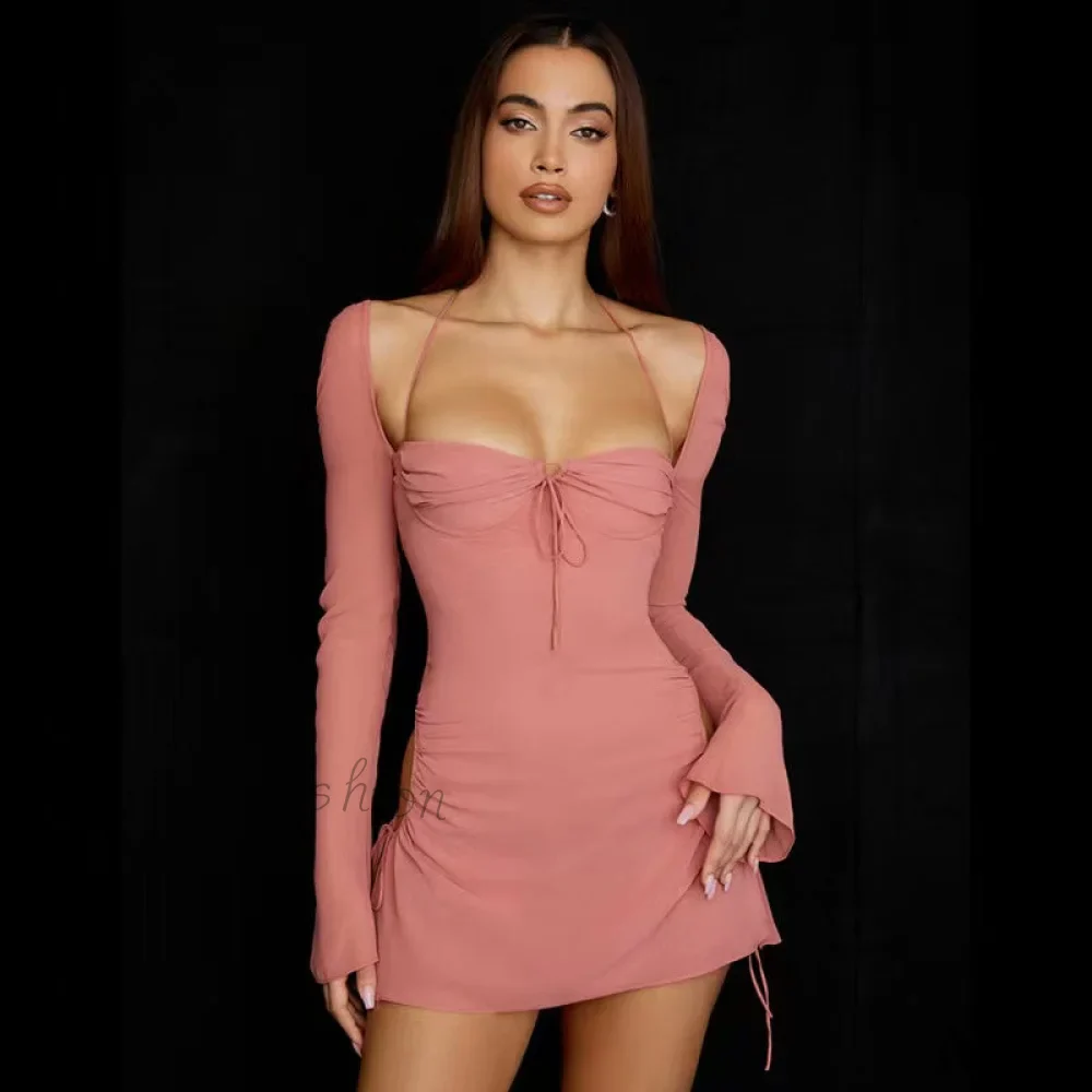 Amy Fashion - Sexy Hollow Out Long Sleeve Elegant Bodycon Dresses - Image 3