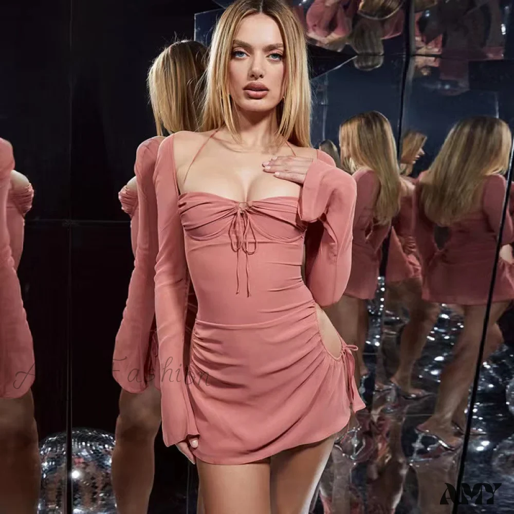 Amy Fashion - Sexy Hollow Out Long Sleeve Elegant Bodycon Dresses - Image 4