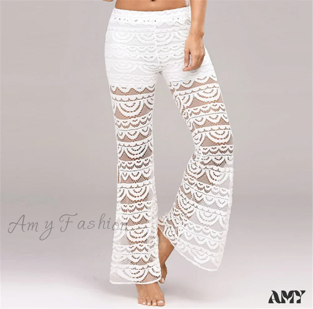 Amy Fashion - Semi Transparent Sexy Lace Pants - Image 3