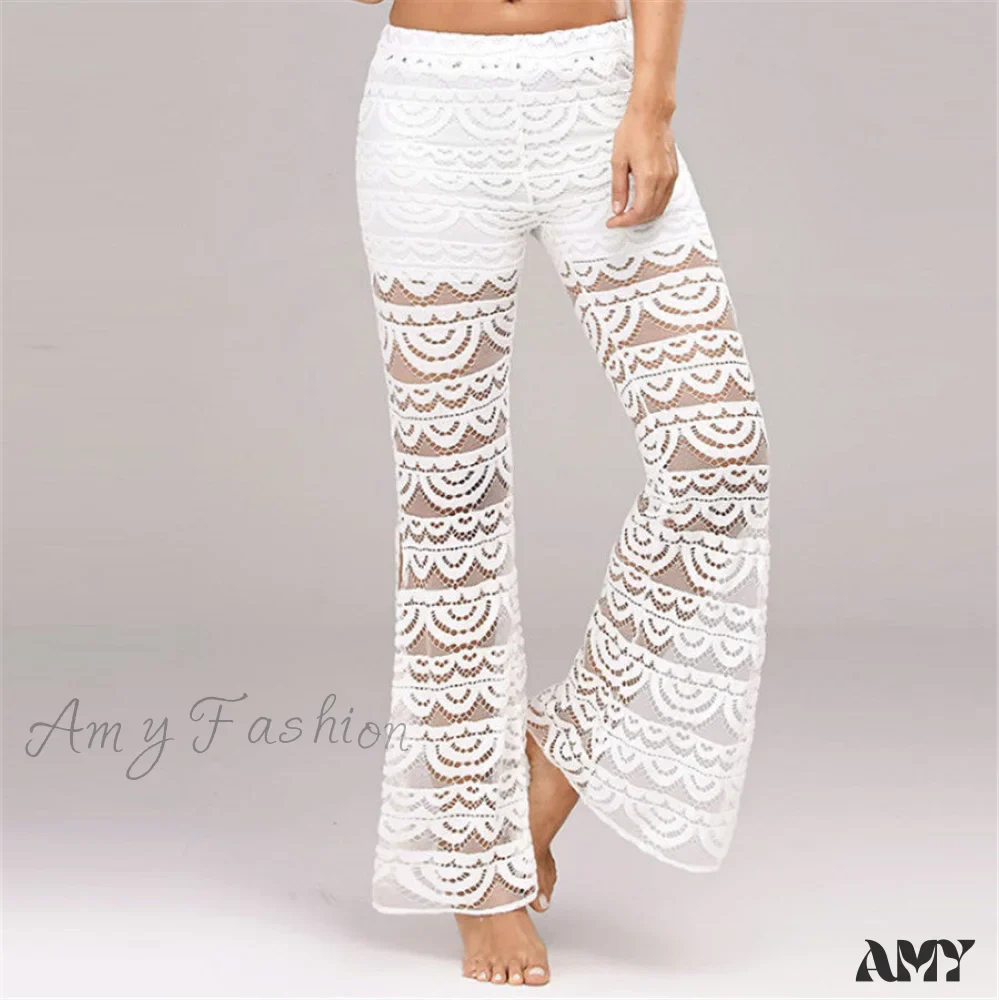 Amy Fashion - Semi Transparent Sexy Lace Pants - Image 4