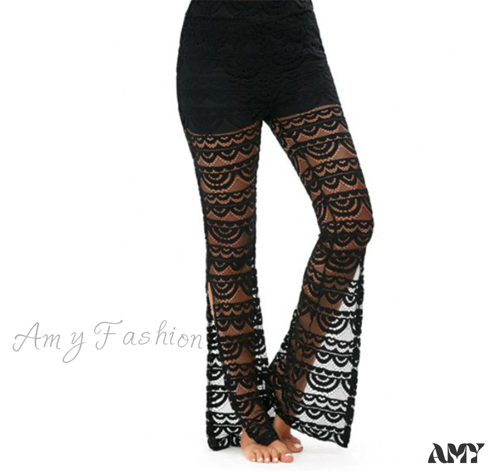 Amy Fashion - Semi Transparent Sexy Lace Pants - Image 5