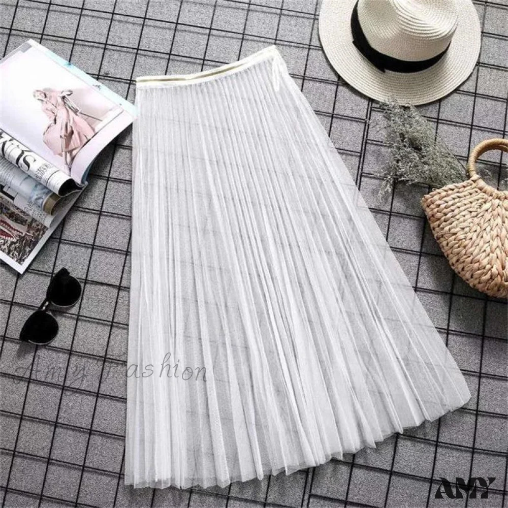 Amy Fashion - Sexy Mesh Lace Transparent Long Tulle Skirt - Image 10