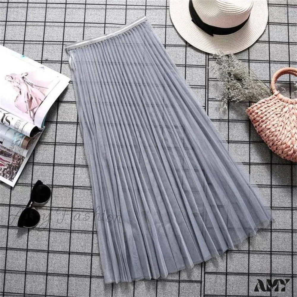Amy Fashion - Sexy Mesh Lace Transparent Long Tulle Skirt - Image 11