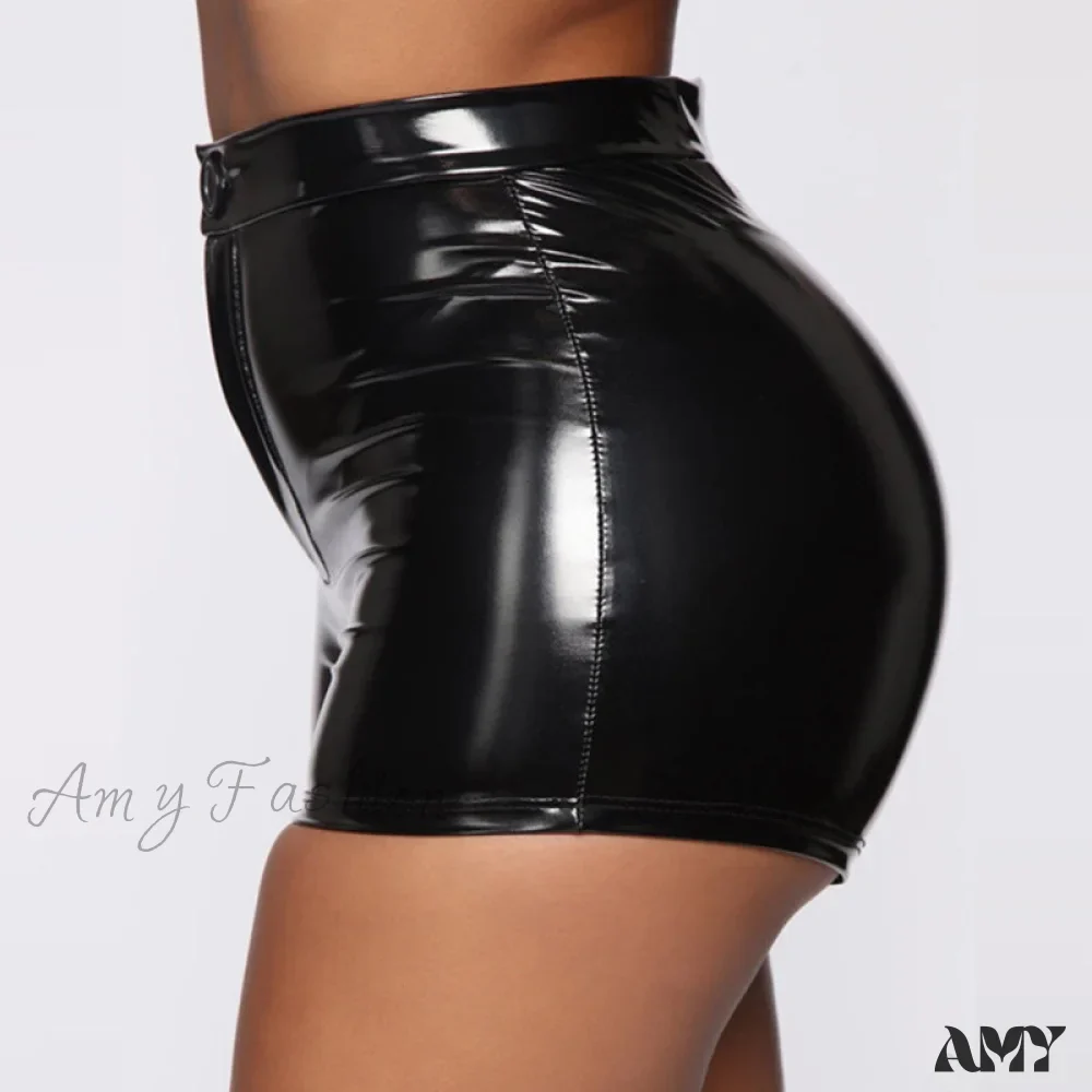 Amy Fashion - Sexy Nightclub Costumes PU Leather Shorts - Image 5