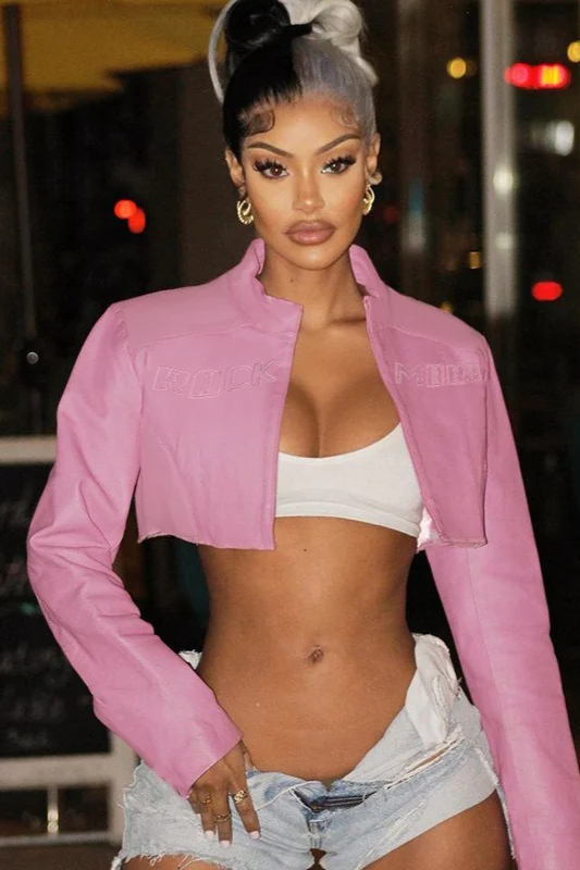 Sexy Pink Moto Varsity Jacket - Image 2