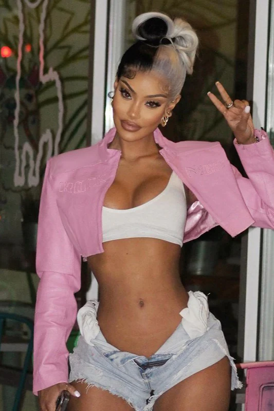 Sexy Pink Moto Varsity Jacket - Image 5