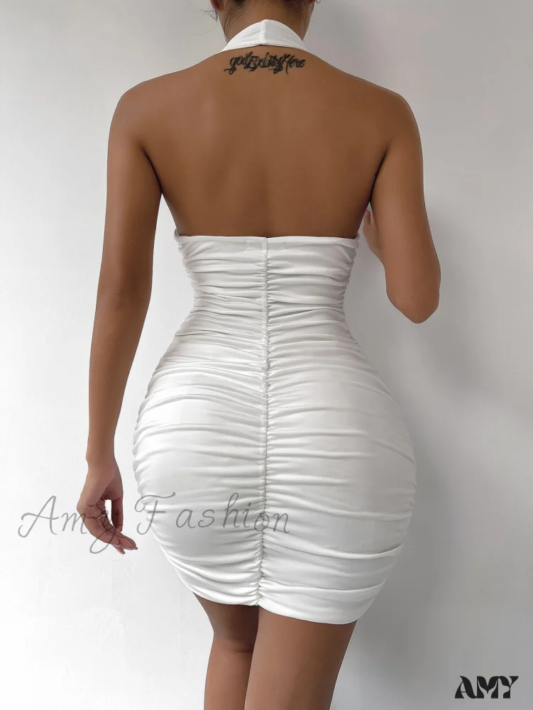 Amy Fashion - Sexy Ruffle V Deep Evening Party Dress - Image 6