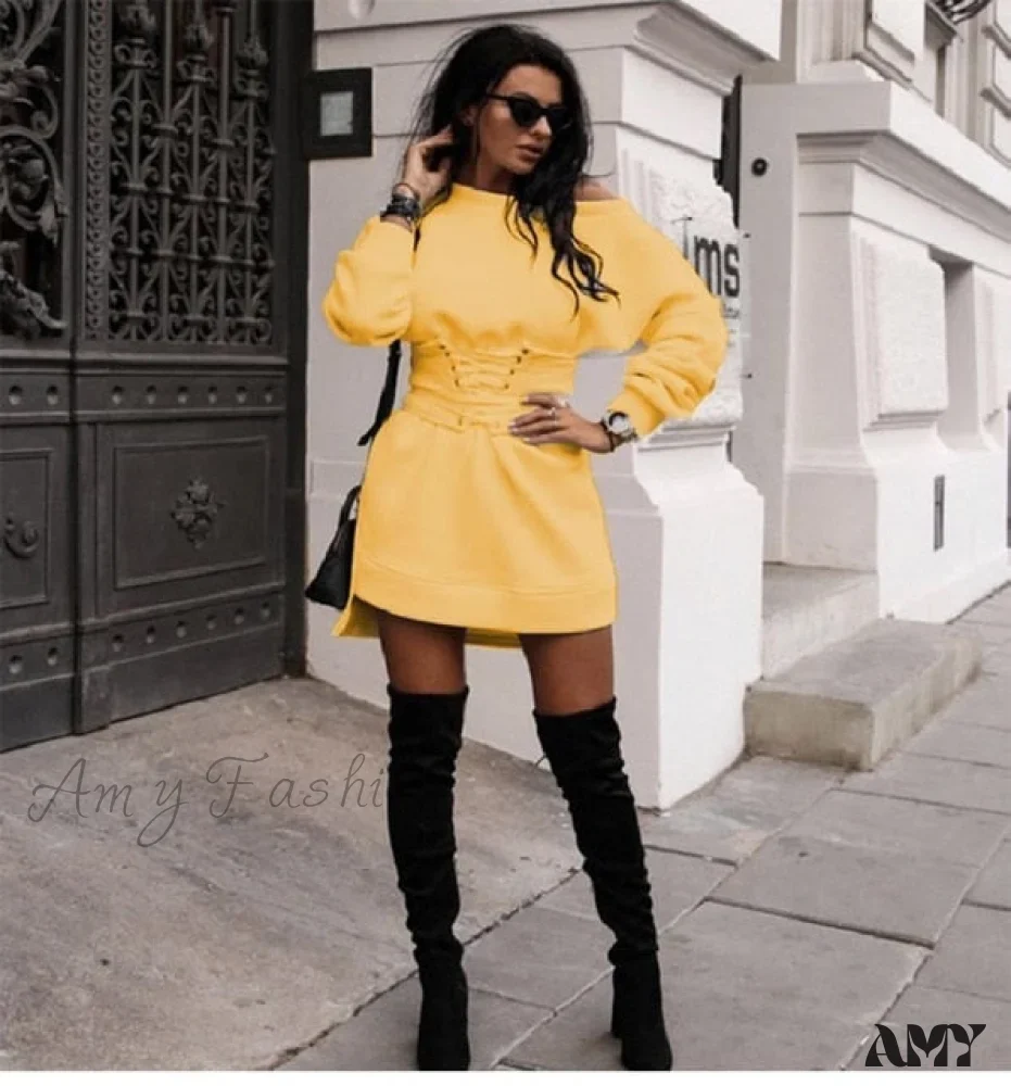 Amy Fashion - Sexy Slim High Waist Lace Up Mini Dress - Image 4