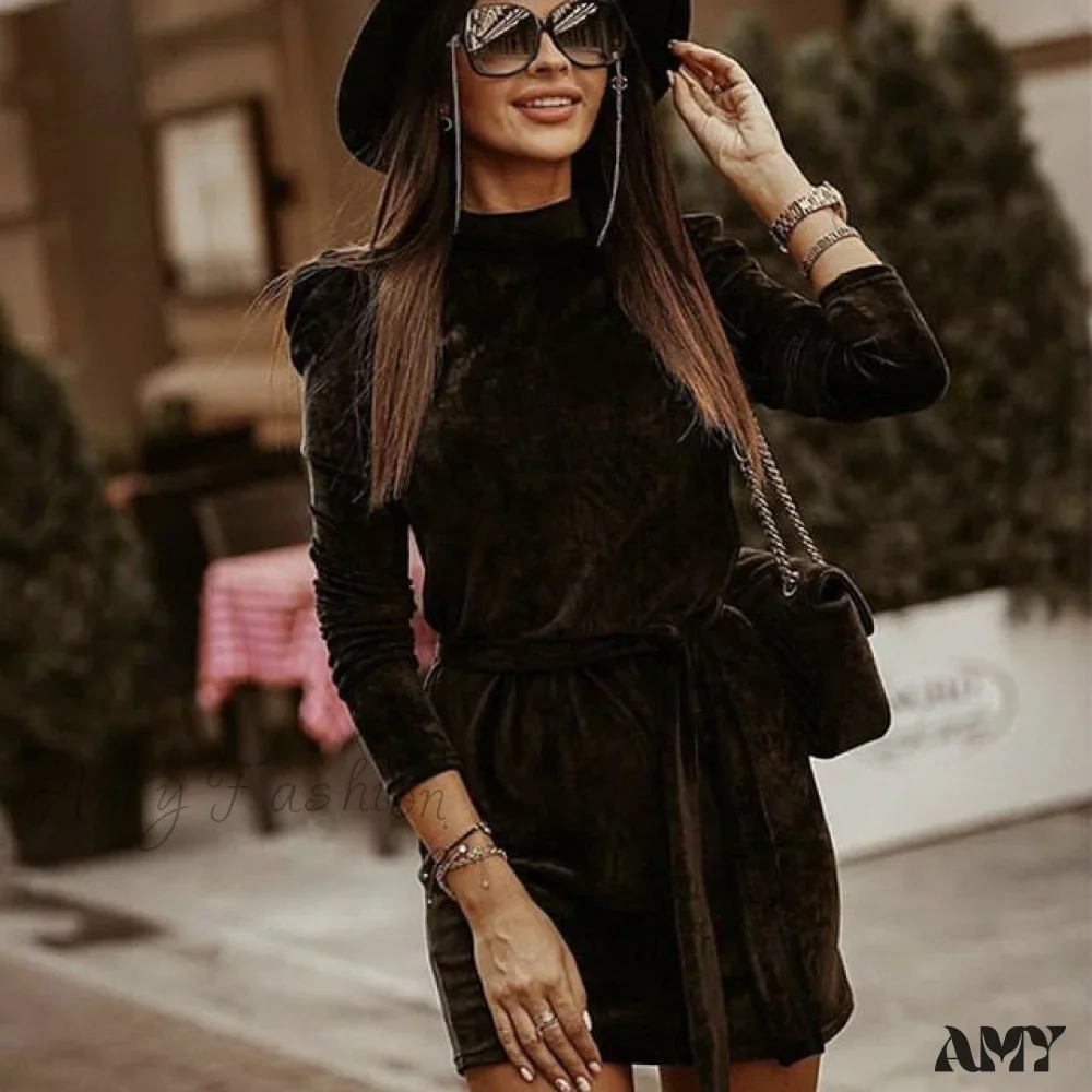 Amy Fashion - Sexy Slim High Waist Lace Up Mini Dress - Image 9