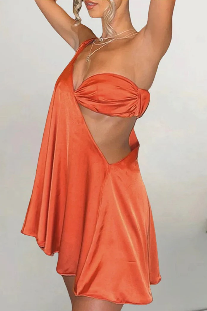 Sexy Sloped Shoulder Cutout Bodycon Party Dress - Image 2