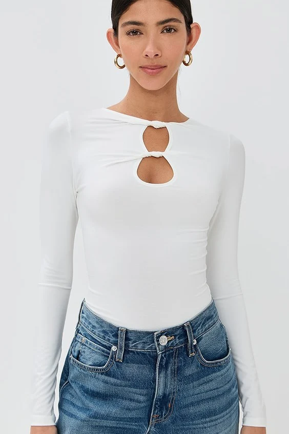 Sexy Solid Cutout Long Sleeve Fitted Base Layer - Image 10