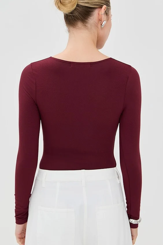 Sexy Solid Cutout Long Sleeve Fitted Base Layer - Image 3