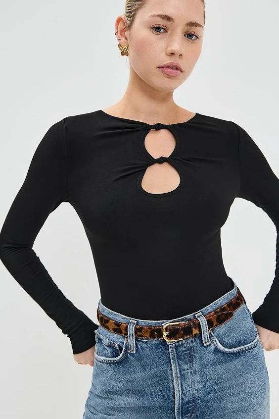 Sexy Solid Cutout Long Sleeve Fitted Base Layer - Image 4