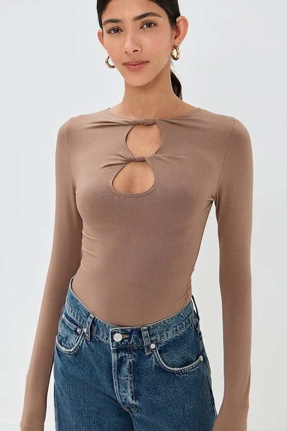 Sexy Solid Cutout Long Sleeve Fitted Base Layer - Image 7